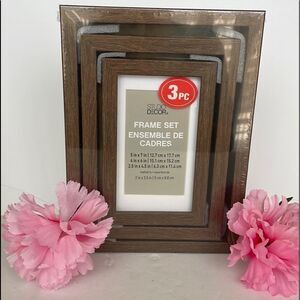3 Piece Matted Frame Set in Woodtone